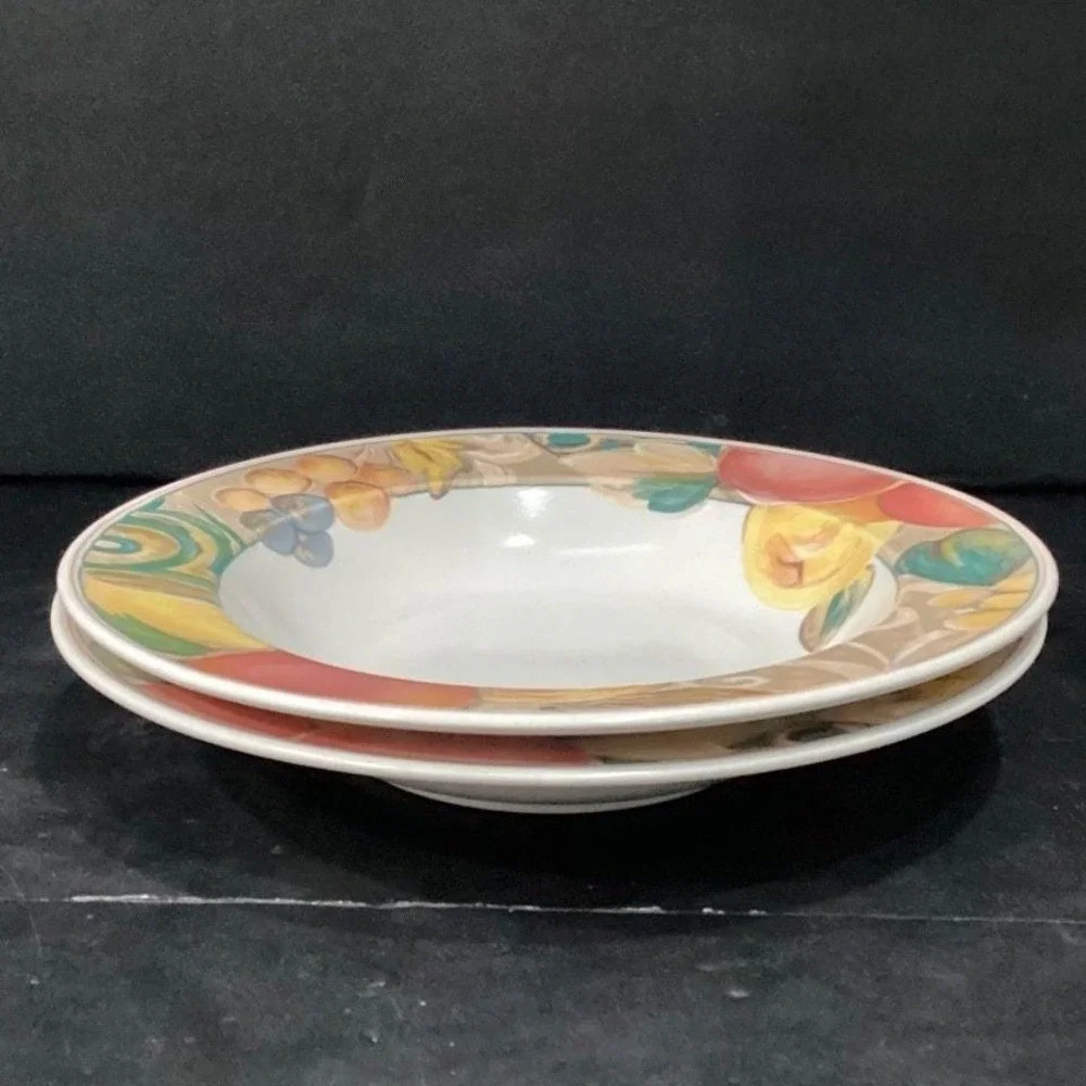 Mikasa Heritage Orchard Odyssey Cereal Bowls, Set of 2, Vtg Stoneware Dinnerware